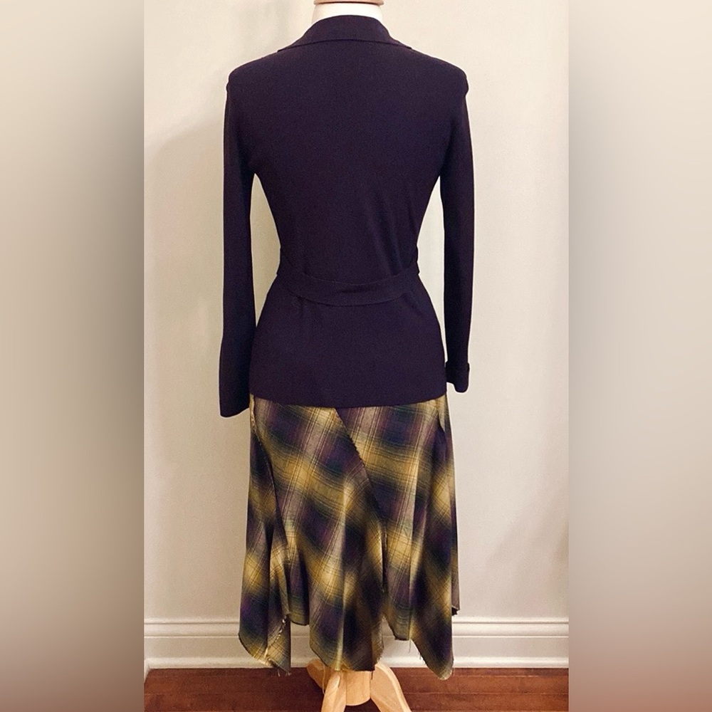 Anne Klein VTG 90s Black Leather Purple SZ 4P Whimsigoth Dark Academia Skirt Set - Picture 8 of 16